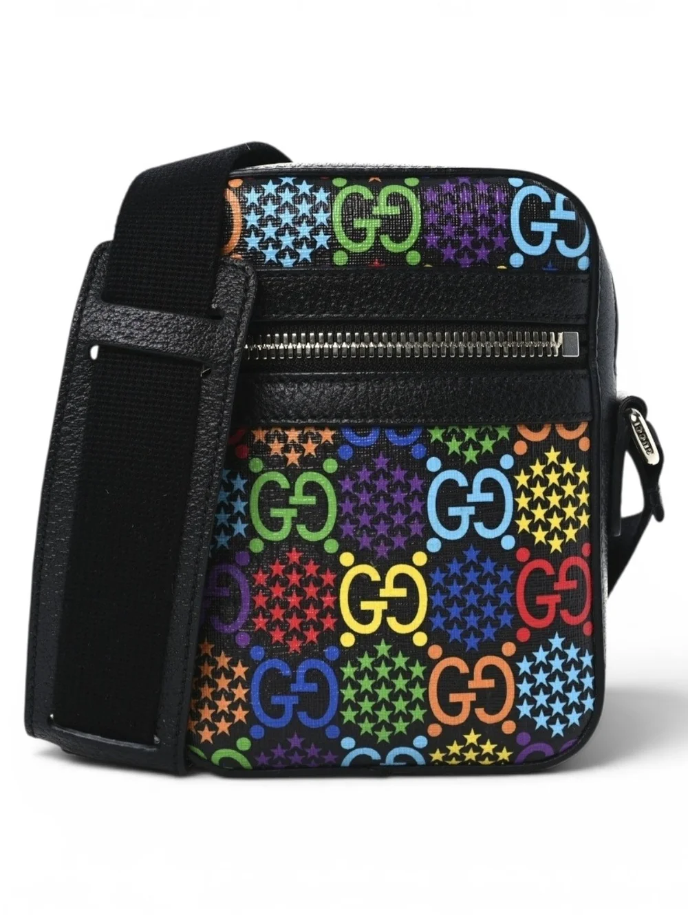Gucci Black Multicolor GG Canvas Messenger Bag